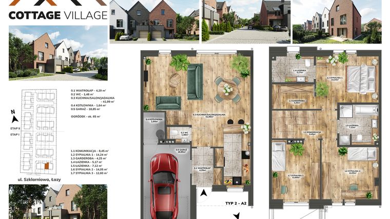 Rzut - Dom na sprzedaż 4 pokoje o powierzchni 134,13 m² - numer A2.19 w Cottage Village