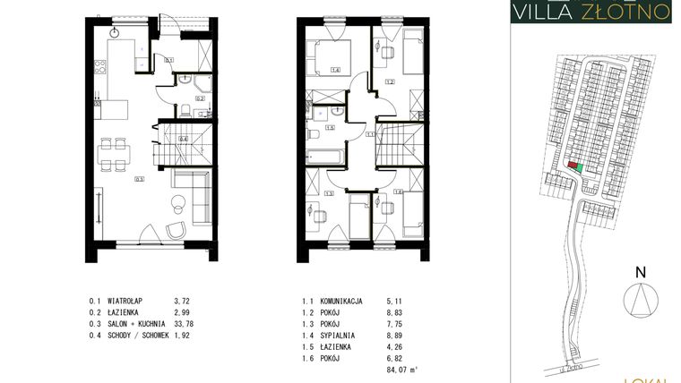 Rzut - Dom na sprzedaż 5 pokoi o powierzchni 84,07 m² - numer J10 w Villa Złotno