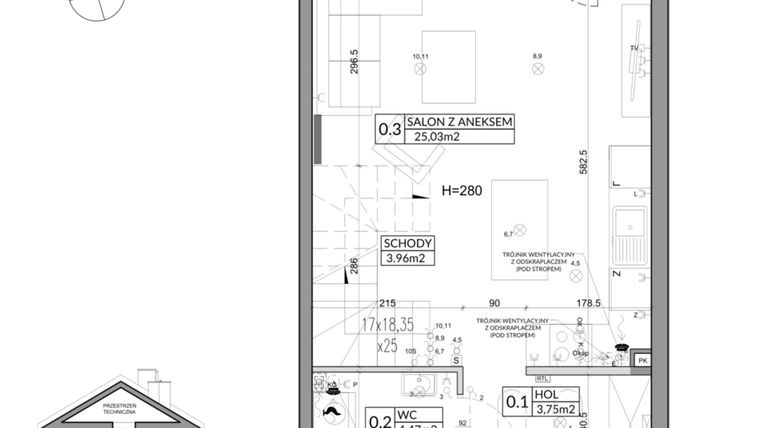 Rzut - Dom na sprzedaż 3 pokoje o powierzchni 72,9 m² - numer 31B w Nova Magdalenka 7 etap IV