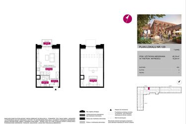 Rzut - Mieszkanie na sprzedaż 1 pokój o powierzchni 45,19 m² - numer G2.129 w Fuzja Lofty