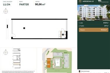 Rzut - Lokal użytkowy na sprzedaż 1 pokój o powierzchni 90,06 m² - numer LU4 w Wierzbowa 20