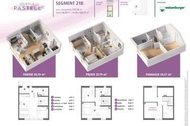 Rzut - Dom na sprzedaż 3 pokoje o powierzchni 115,25 m² - numer 21b w Osiedle Pastell