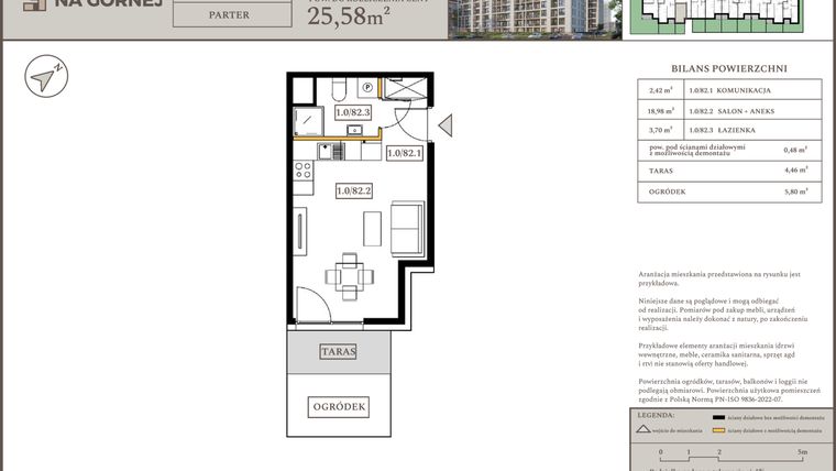 Rzut - Mieszkanie na sprzedaż 1 pokój o powierzchni 25,1 m² - numer M82 w Osiedle Na Górnej etap V