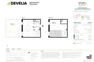 Rzut - Mieszkanie na sprzedaż 1 pokój o powierzchni 58,32 m² - numer AC0005 w Viva Cité 2