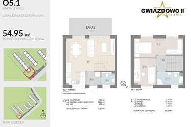 Rzut - Dom na sprzedaż 4 pokoje o powierzchni 54,95 m² - numer O5.1 w Gwiazdowo II
