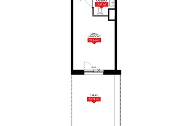 Rzut - Mieszkanie na sprzedaż 1 pokój o powierzchni 25,65 m² - numer A2 161LU w 29L - Apartamenty inwestycyjne