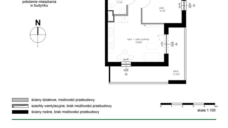 Rzut - Mieszkanie na sprzedaż 3 pokoje o powierzchni 52,03 m² - numer 27 w Wędrowna