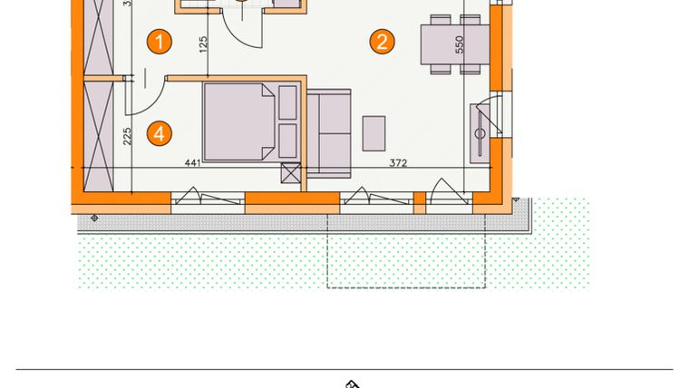 Rzut - Mieszkanie na sprzedaż 2 pokoje o powierzchni 42,07 m² - numer BI/D2 w Osiedle Bocianie Gniazdo 2
