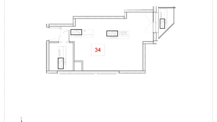 Rzut - Mieszkanie na sprzedaż 1 pokój o powierzchni 29,01 m² - numer A2-17 w Rezydencja Ogród Saski etap I i II