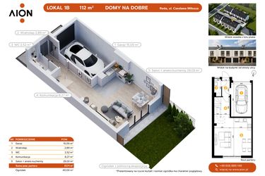 Rzut - Dom na sprzedaż 4 pokoje o powierzchni 112 m² - numer 1B w Domy na dobre - REDA