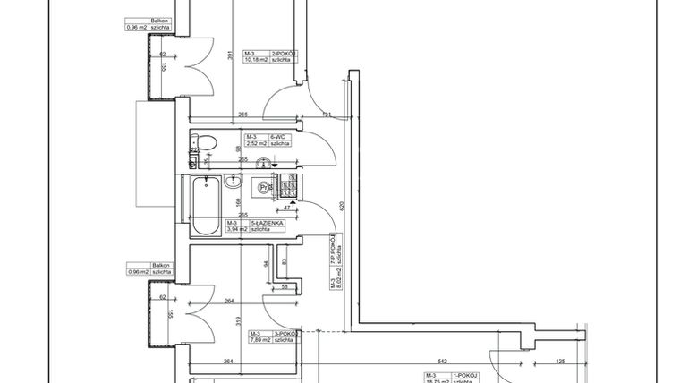 Rzut - Mieszkanie na sprzedaż 3 pokoje o powierzchni 57,91 m² - numer 3 w Bydgoska 19