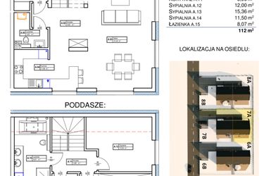 Rzut - Dom na sprzedaż 4 pokoje o powierzchni 112 m² - numer 7A w Osiedle Łanowa etap II