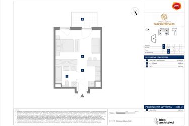 Rzut - Mieszkanie na sprzedaż 1 pokój o powierzchni 30,58 m² - numer B9 w Apartamenty Park Matecznego Etap 1