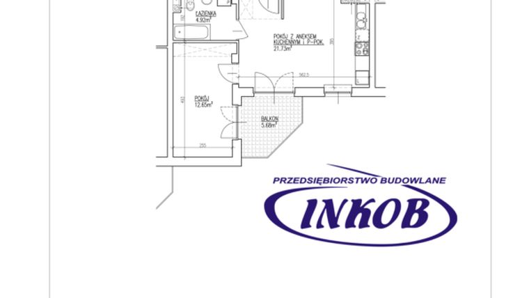 Rzut - Mieszkanie na sprzedaż 2 pokoje o powierzchni 39,3 m² - numer 27 w Północna 26