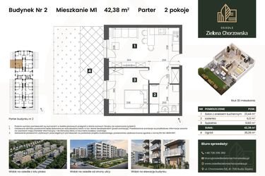 Rzut - Mieszkanie na sprzedaż 2 pokoje o powierzchni 42,38 m² - numer B2.M1 w Osiedle Zielona Chorzowska