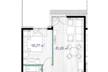 Rzut - Mieszkanie na sprzedaż 2 pokoje o powierzchni 39,92 m² - numer A.00.02 w Do Wilgi