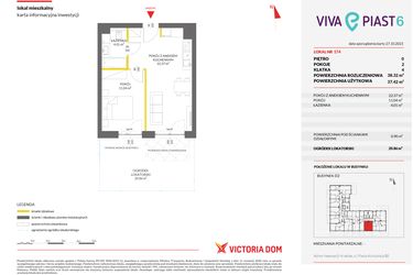 Rzut - Mieszkanie na sprzedaż 2 pokoje o powierzchni 38,38 m² - numer 174 w Viva Piast 6