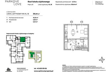 Rzut - Mieszkanie na sprzedaż 1 pokój o powierzchni 27,57 m² - numer AL.18 w Parkove Love - apartamenty inwestycyjne