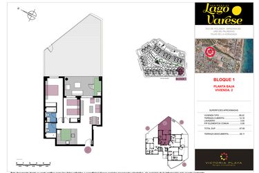 Rzut - Mieszkanie na sprzedaż 2 pokoje o powierzchni 87,8 m² - numer 2-0-B w Residencial Lago Varese
