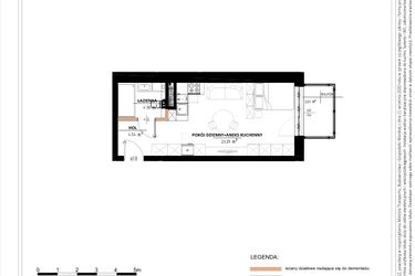 Rzut - Mieszkanie na sprzedaż 1 pokój o powierzchni 32,62 m² - numer A.3.31 w Daszyńskiego Square etap 1