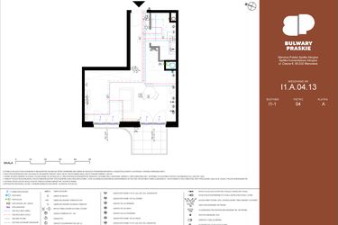 Rzut - Mieszkanie na sprzedaż 1 pokój o powierzchni 31,31 m² - numer I1.A.04.13 w Bulwary Praskie etap I i J