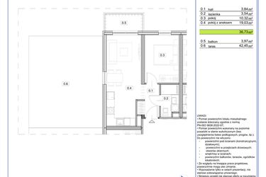 Rzut - Mieszkanie na sprzedaż 2 pokoje o powierzchni 36,73 m² - numer B.10 w EcoBerensona II