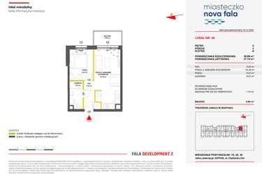 Rzut - Mieszkanie na sprzedaż 2 pokoje o powierzchni 38,88 m² - numer 40 w Miasteczko Nova Fala
