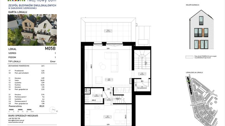 Rzut - Mieszkanie na sprzedaż 4 pokoje o powierzchni 85,01 m² - numer 5.B w Osiedle Koninko