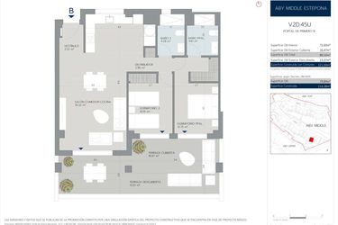 Rzut - Mieszkanie na sprzedaż 2 pokoje o powierzchni 103 m² - numer 6.1.B w Aby Middle