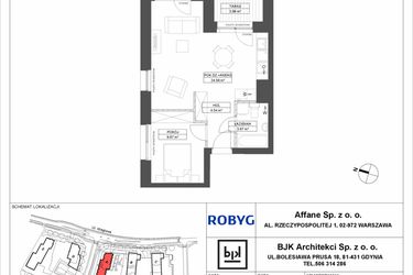 Rzut - Mieszkanie na sprzedaż 2 pokoje o powierzchni 42,47 m² - numer A.1M13 w WENDY