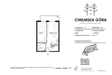 Rzut - Mieszkanie na sprzedaż 2 pokoje o powierzchni 50,78 m² - numer C-9A-M3 w Chełmska Góra