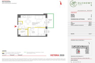Rzut - Mieszkanie na sprzedaż 2 pokoje o powierzchni 33,77 m² - numer 81 w Olchowy Park III