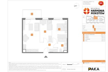 Rzut - Mieszkanie na sprzedaż 3 pokoje o powierzchni 50,79 m² - numer D.10 w Osiedle Harmonia Mokotów