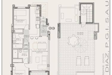 Rzut - Mieszkanie na sprzedaż 2 pokoje o powierzchni 59,8 m² - numer T1.27 w Residencial La Isla III