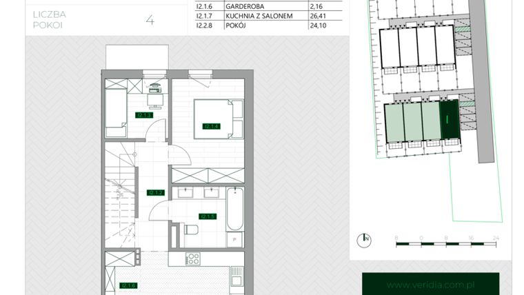 Rzut - Mieszkanie na sprzedaż 4 pokoje o powierzchni 86,2 m² - numer I2 w Zielona Krzyszkowicka
