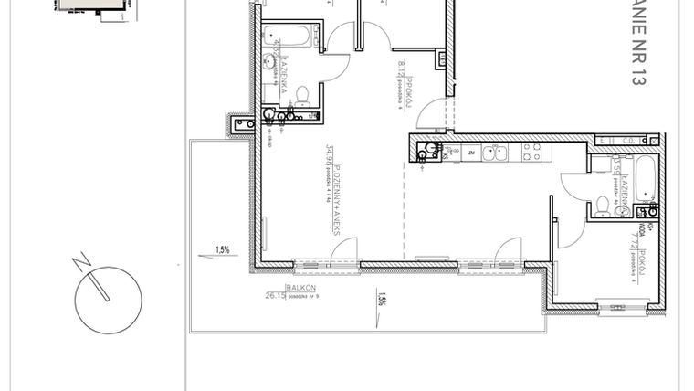 Rzut - Mieszkanie na sprzedaż 4 pokoje o powierzchni 78,81 m² - numer 13 w Wojska Polskiego 45