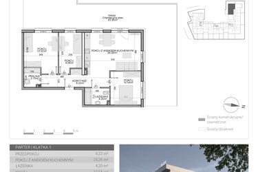 Rzut - Mieszkanie na sprzedaż 4 pokoje o powierzchni 72,75 m² - numer M-1 w Osiedle Radosne II