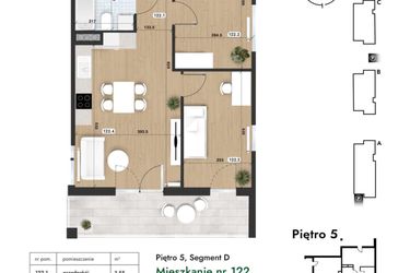 Rzut - Mieszkanie na sprzedaż 3 pokoje o powierzchni 54,19 m² - numer 122 w Słomczyńskiego Widoki