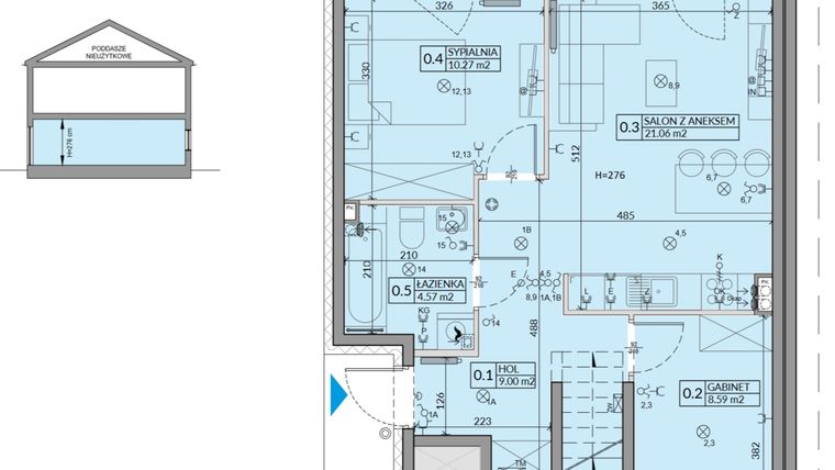 Rzut - Mieszkanie na sprzedaż 3 pokoje o powierzchni 53,49 m² - numer 63A w Domy na Witosa etap 2A i 2B