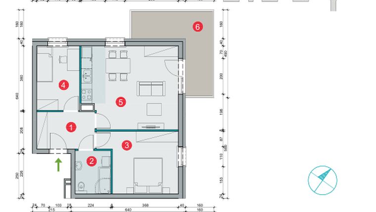 Rzut - Mieszkanie na sprzedaż 2 pokoje o powierzchni 57,55 m² - numer 7.7 w Osiedle Uniwersyteckie etap III