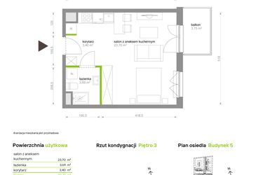 Rzut - Mieszkanie na sprzedaż 1 pokój o powierzchni 30,79 m² - numer C5.3A12 w Bemowo Vita