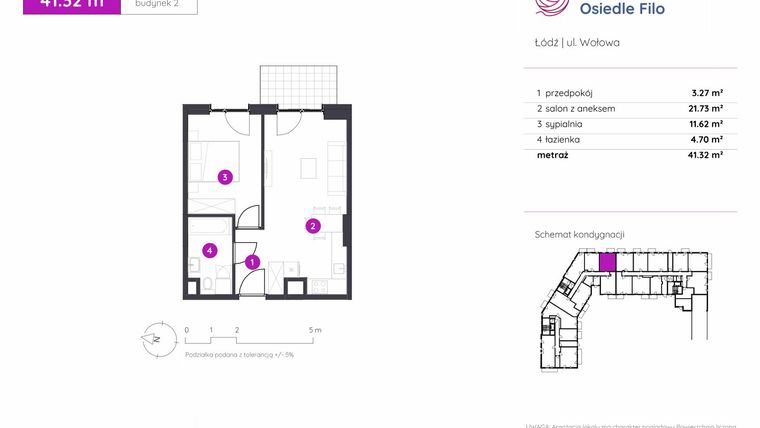 Rzut - Mieszkanie na sprzedaż 2 pokoje o powierzchni 41,29 m² - numer 2.B.0.03 w Murapol Osiedle Filo etap II