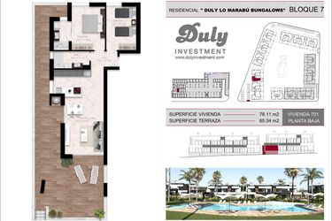 Rzut - Dom na sprzedaż 2 pokoje o powierzchni 78,1 m² - numer 701 w Lo Marabu Bungalows