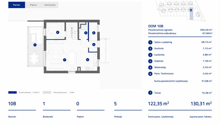 Rzut - Dom na sprzedaż 5 pokoi o powierzchni 123,06 m² - numer 10B w Osiedle Stasinek
