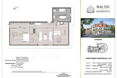 Rzut - Mieszkanie na sprzedaż 2 pokoje o powierzchni 60,32 m² - numer 2.22 w Baltic Luxury Residence
