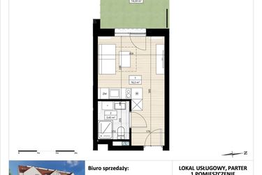 Rzut - Mieszkanie na sprzedaż 1 pokój o powierzchni 19,73 m² - numer B3/0/1 w Montano bud. B3 - apartamenty inwestycyjne