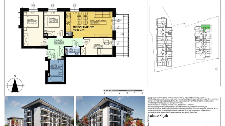Rzut - Mieszkanie na sprzedaż 4 pokoje o powierzchni 65,97 m² - numer C25 w Duo Park