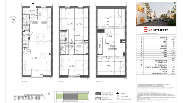 Rzut - Dom na sprzedaż 4 pokoje o powierzchni 89,62 m² - numer E.2 w Nova Wola Park