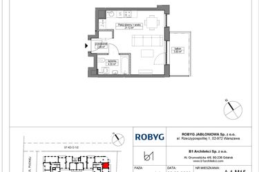 Rzut - Mieszkanie na sprzedaż 1 pokój o powierzchni 28,41 m² - numer A.1M15 w Dobre Miejsce