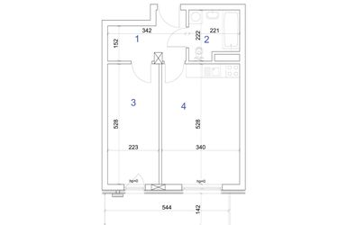 Rzut - Mieszkanie na sprzedaż 2 pokoje o powierzchni 39,77 m² - numer 6A.32 w Mierzeja Wiślana etap IV